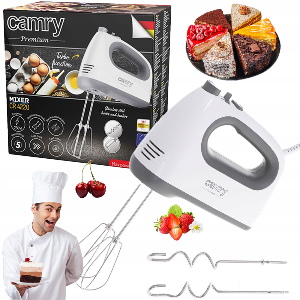 Camry CR 4220w 750W ručný mixér biely
